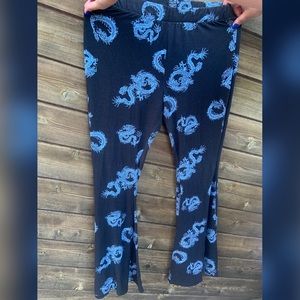 High waisted flare dragon leggings